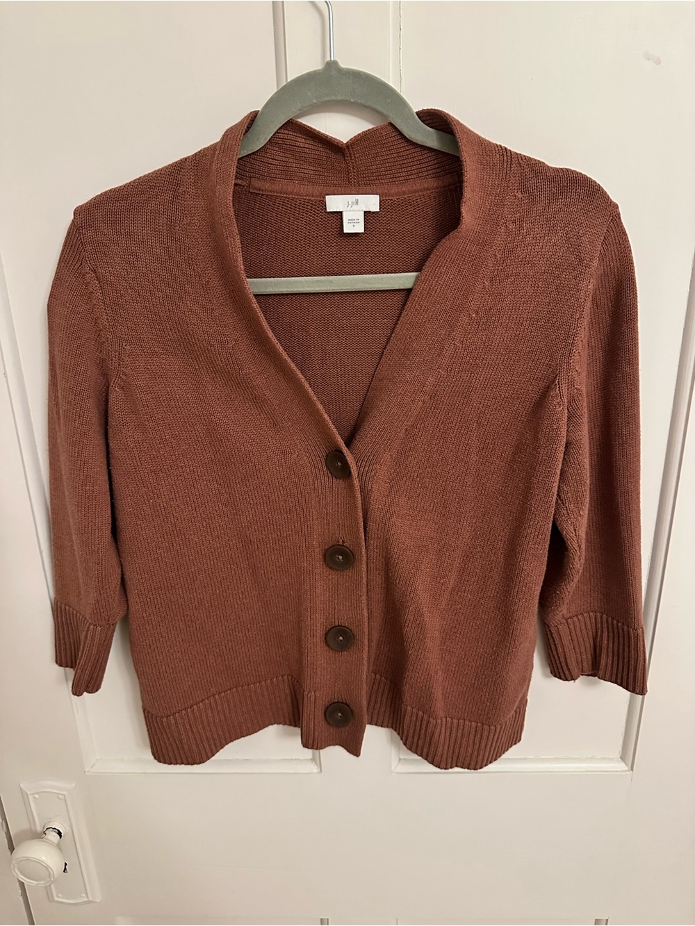 J Jill Women's Brown Lightweight Button-Front Cardigan Sweater